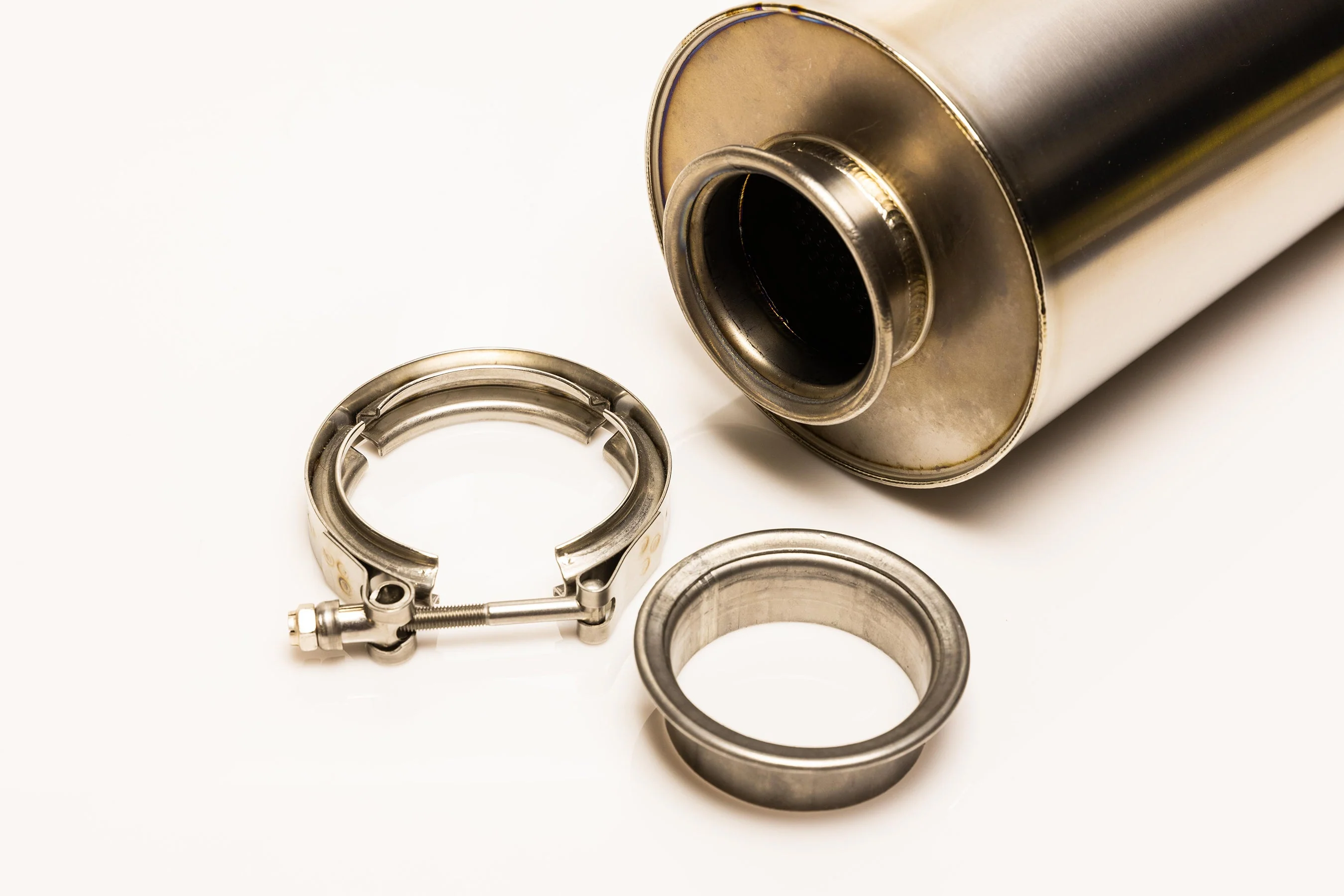 Universal RS-Ti Round Titanium Muffler(s) and Tip with V-Band - Image 9