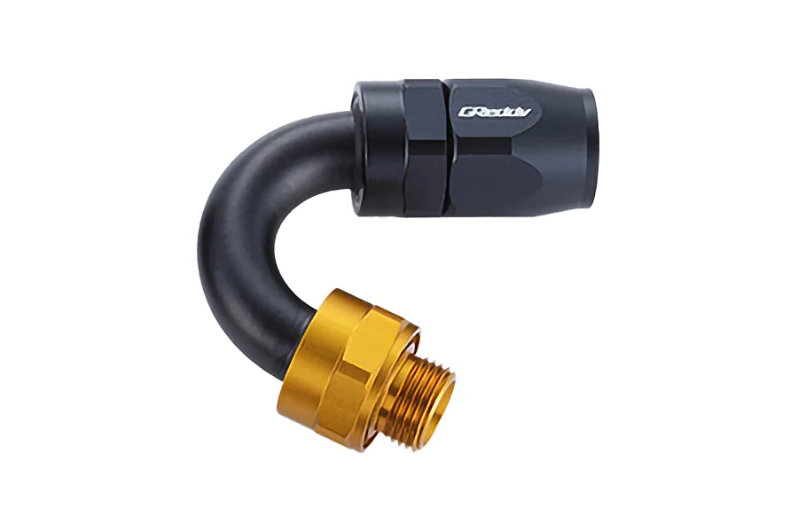 GReddy low-profile proprietary M18 x P1.5 O-ring direct -10 male Swivel Hose End(s) - Black / Gold anodized - Image 6