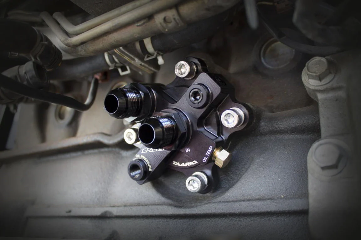 GReddy x Taarks RB26 Specific Oil Cooler Filter Block Adapter, Remote Filter - Image 4