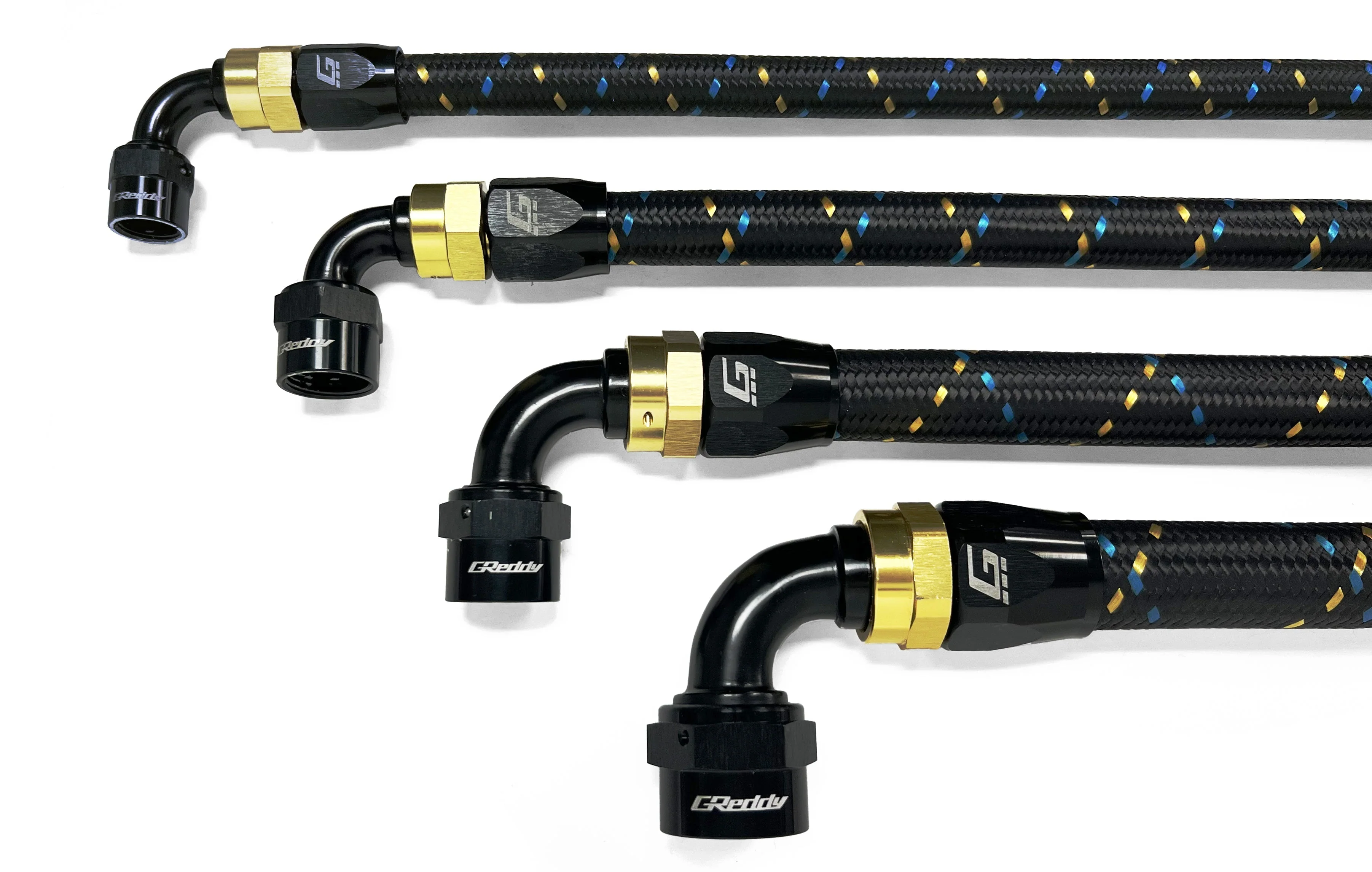 GReddy -6 Nylon Braided Hose(per/ft) - Black / Gold / Blue - Image 3