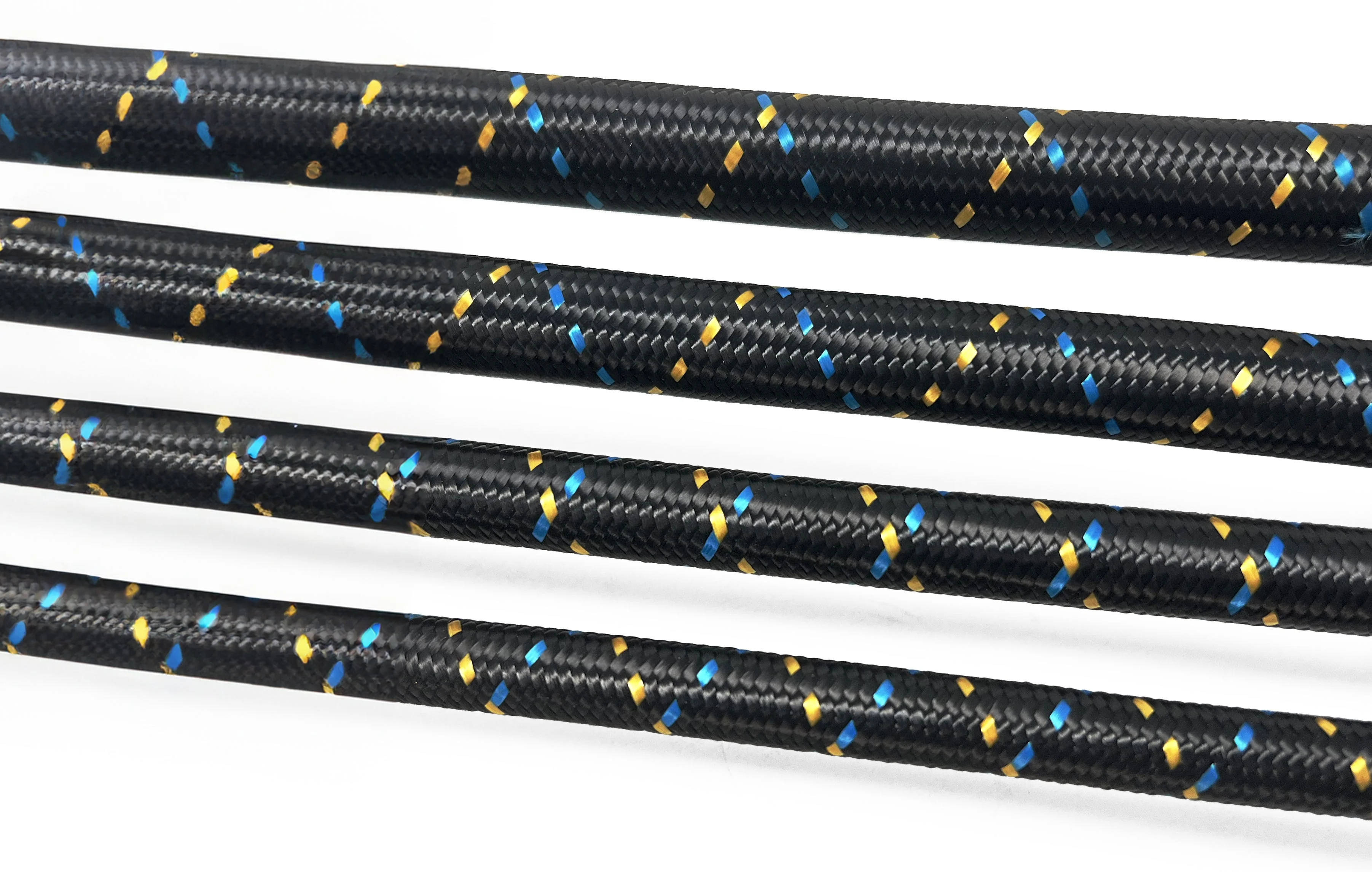 GReddy -16 Nylon Braided Hose (per/ft) - Black / Gold / Blue - Image 4