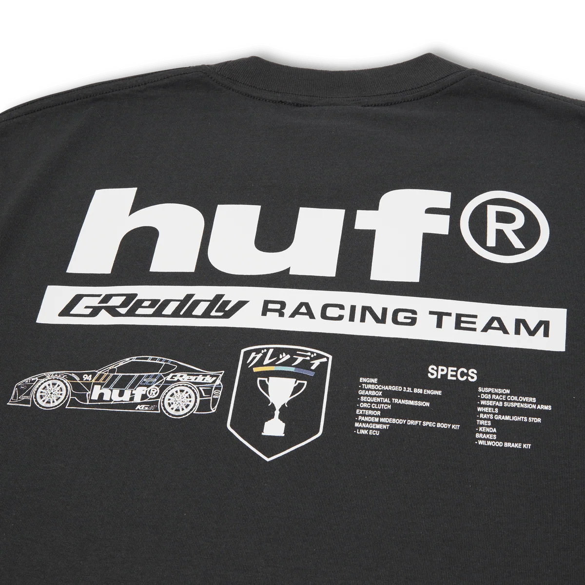 HUF x GReddy Racing Performance (oversized) Tee - Washed Black - Image 7