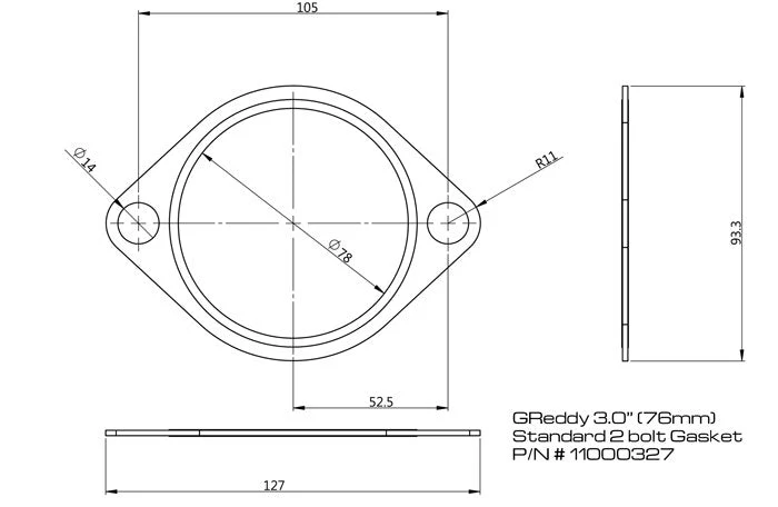 Replacement Exhaust Gaskets for GReddy Exhausts - Oval, 2-bolt - Image 10
