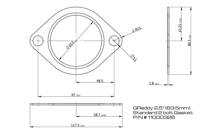 Replacement Exhaust Gaskets for GReddy Exhausts - Oval, 2-bolt - Image 8