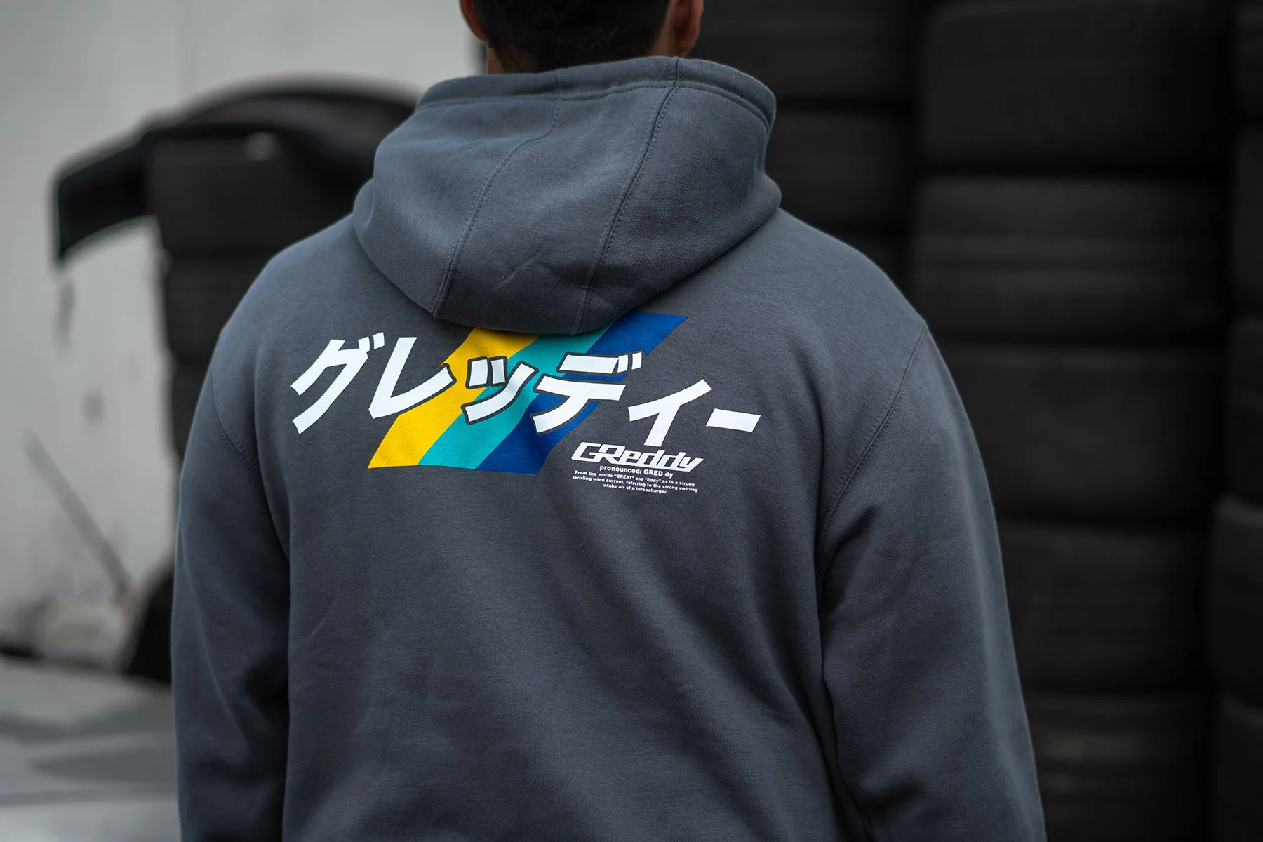 GReddy Katakana Pullover Hood - Dark Gray - Image 7