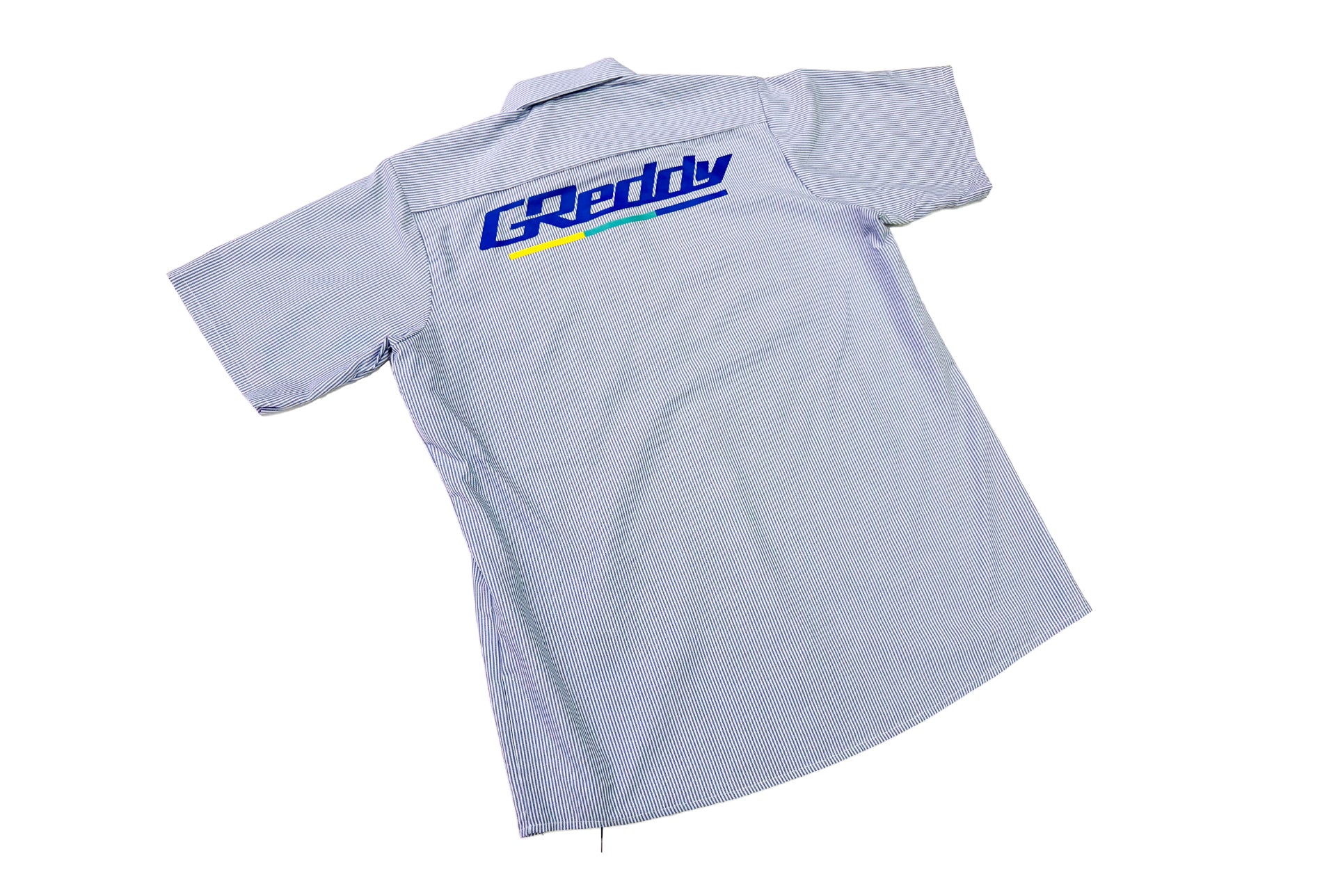 GReddy Mechanic's Button-up Work Shirt(s) V3 - Blue/White Stripe - Image 3