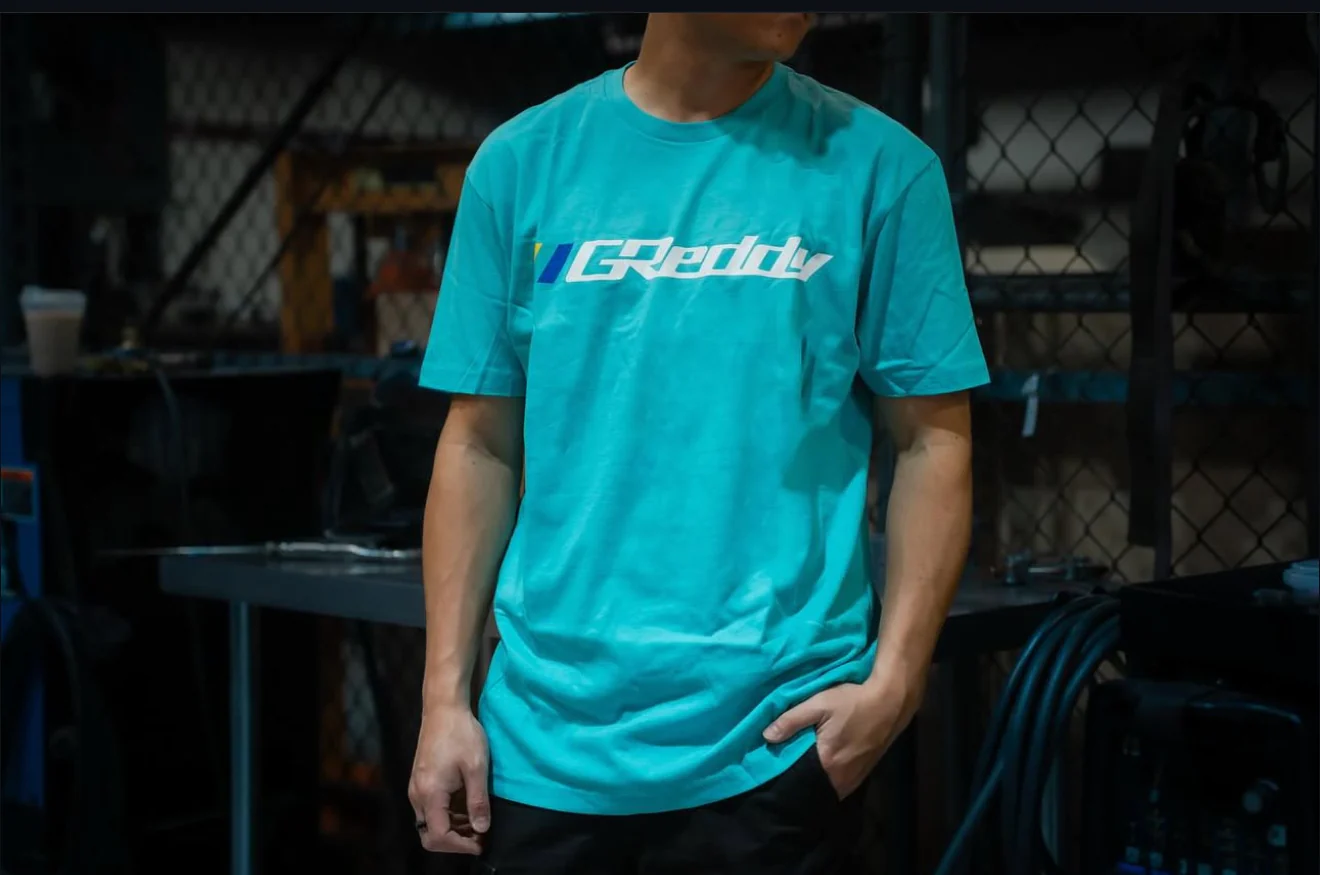 GReddy OG Logo Tee (with 3 stripes) - Tahiti Blue - Image 3