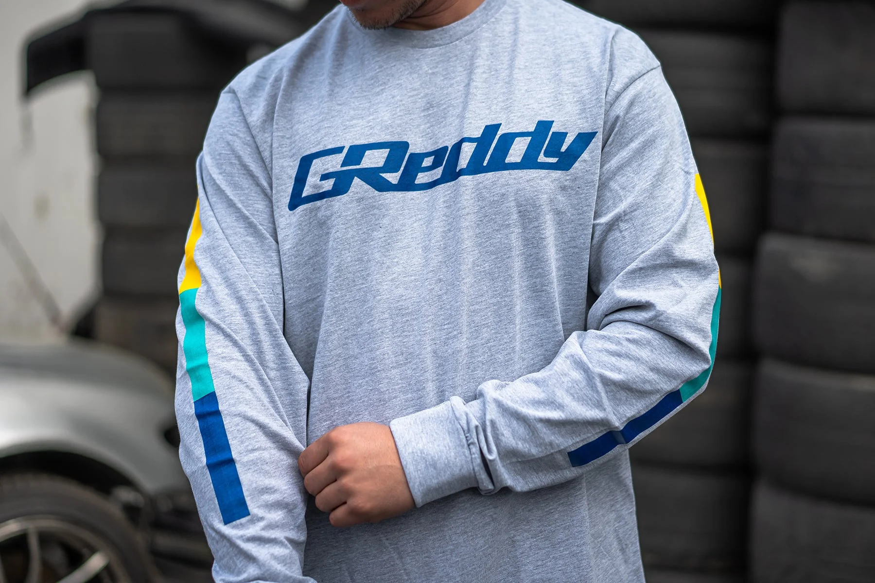 GReddy OG Long Sleeve Tee - Heather Gray - Image 4