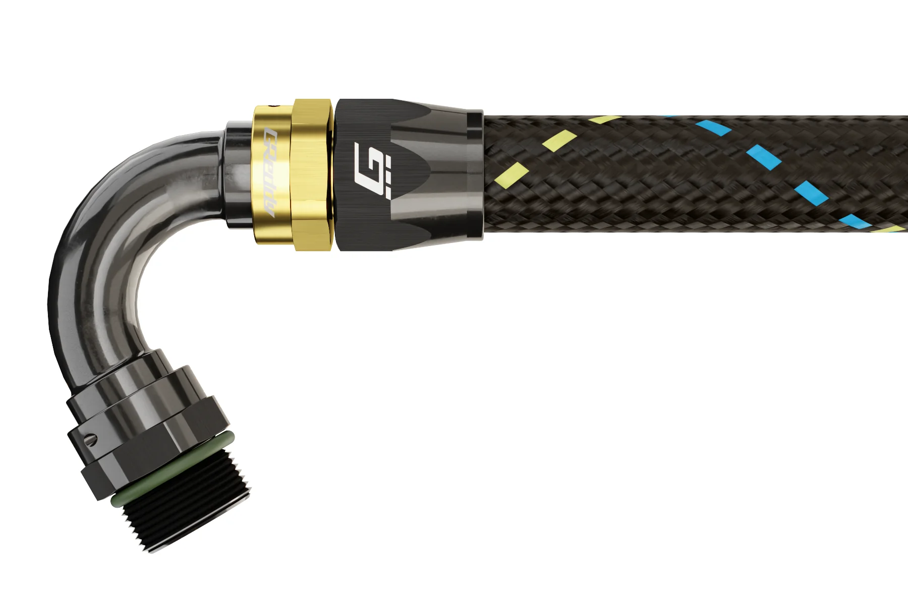 GREDDY ORB MALE 120 DEG. AN HOSE END(s) - BLACK/GOLD - (12810612 12810812 12811012 12811212)