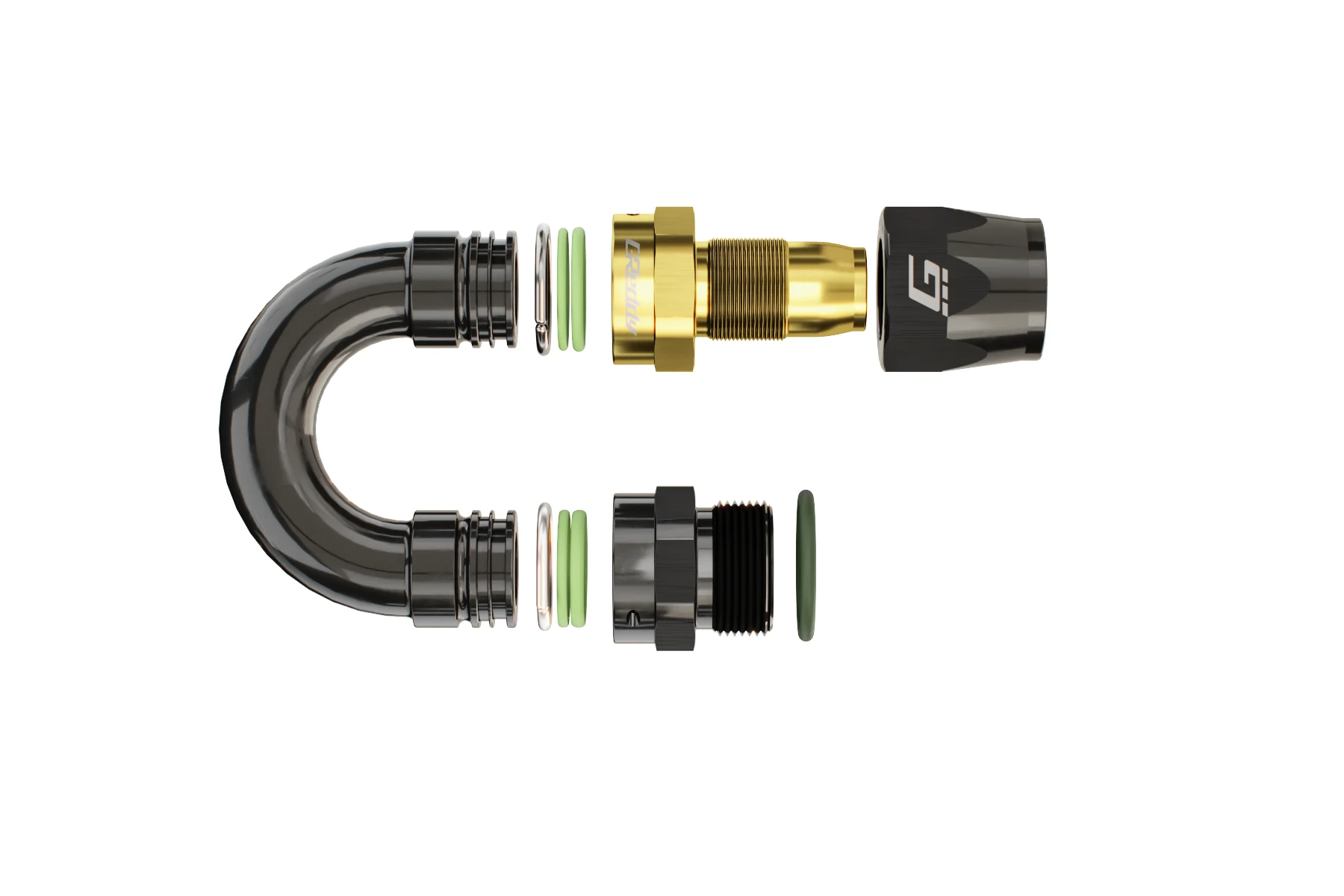 GREDDY ORB MALE 180 DEG. AN HOSE END(s) - BLACK/GOLD - (12810618 12810818 12811018 12811218) - Image 3