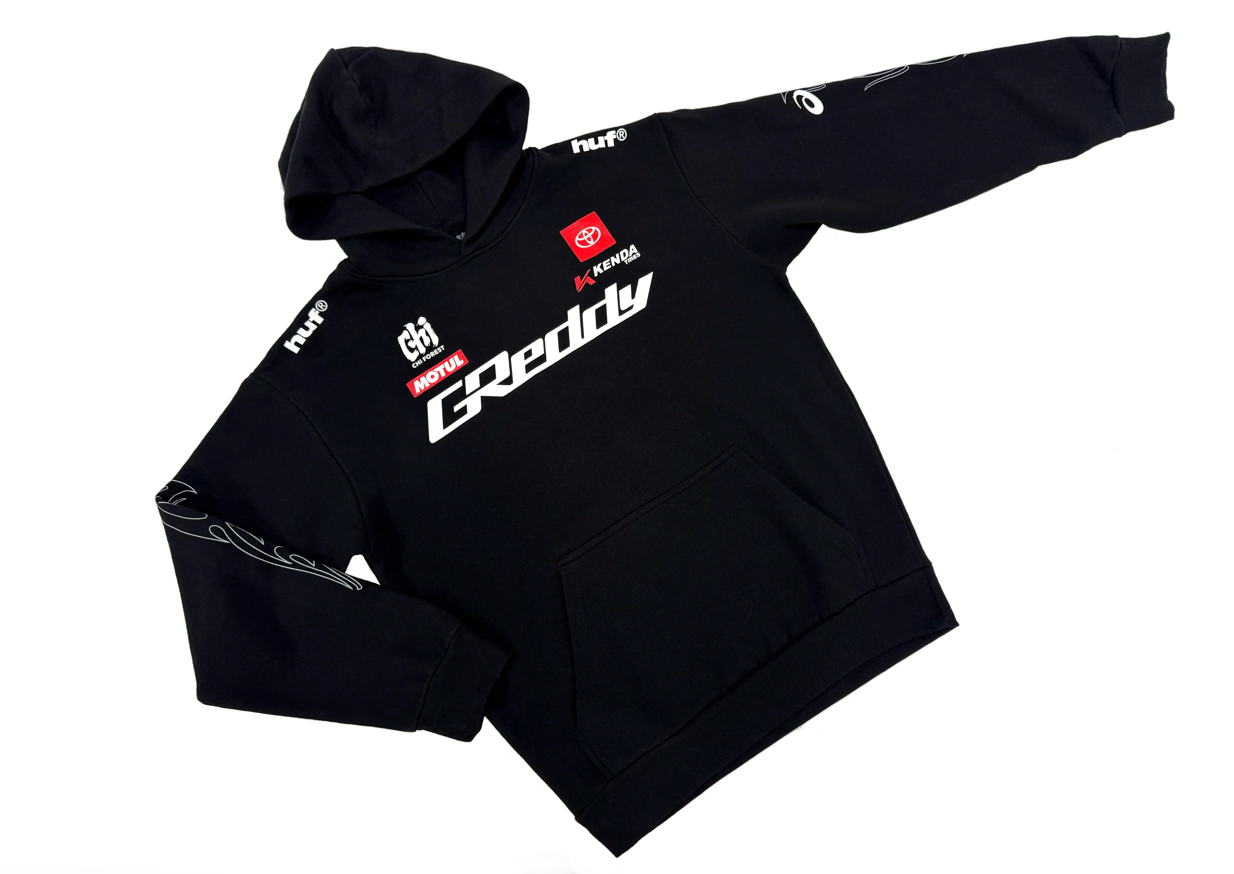 GReddy x Gushi LB2  Pullover Hoodie - Black - Image 2