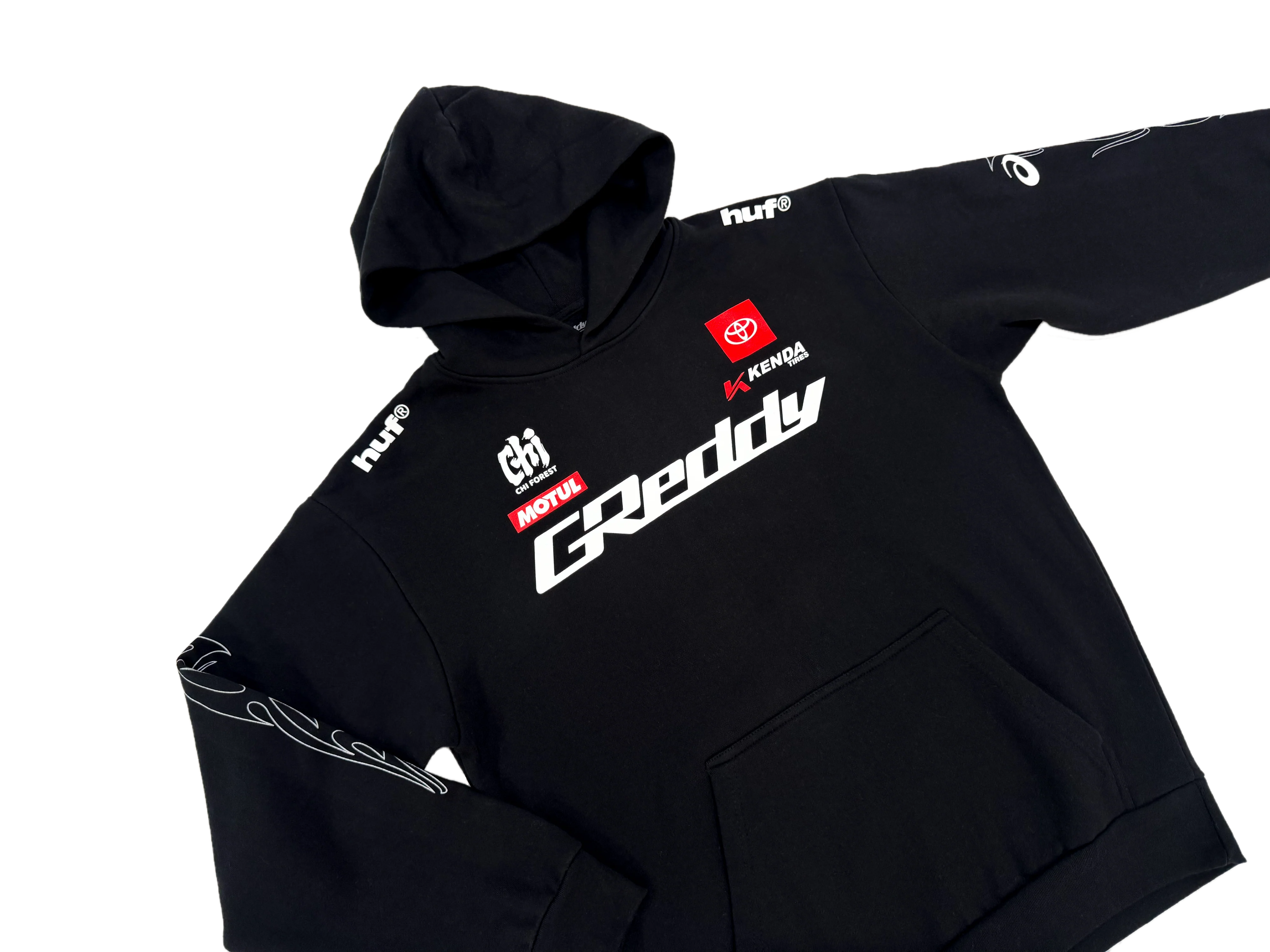 GReddy x Gushi LB2  Pullover Hoodie - Black - Image 4