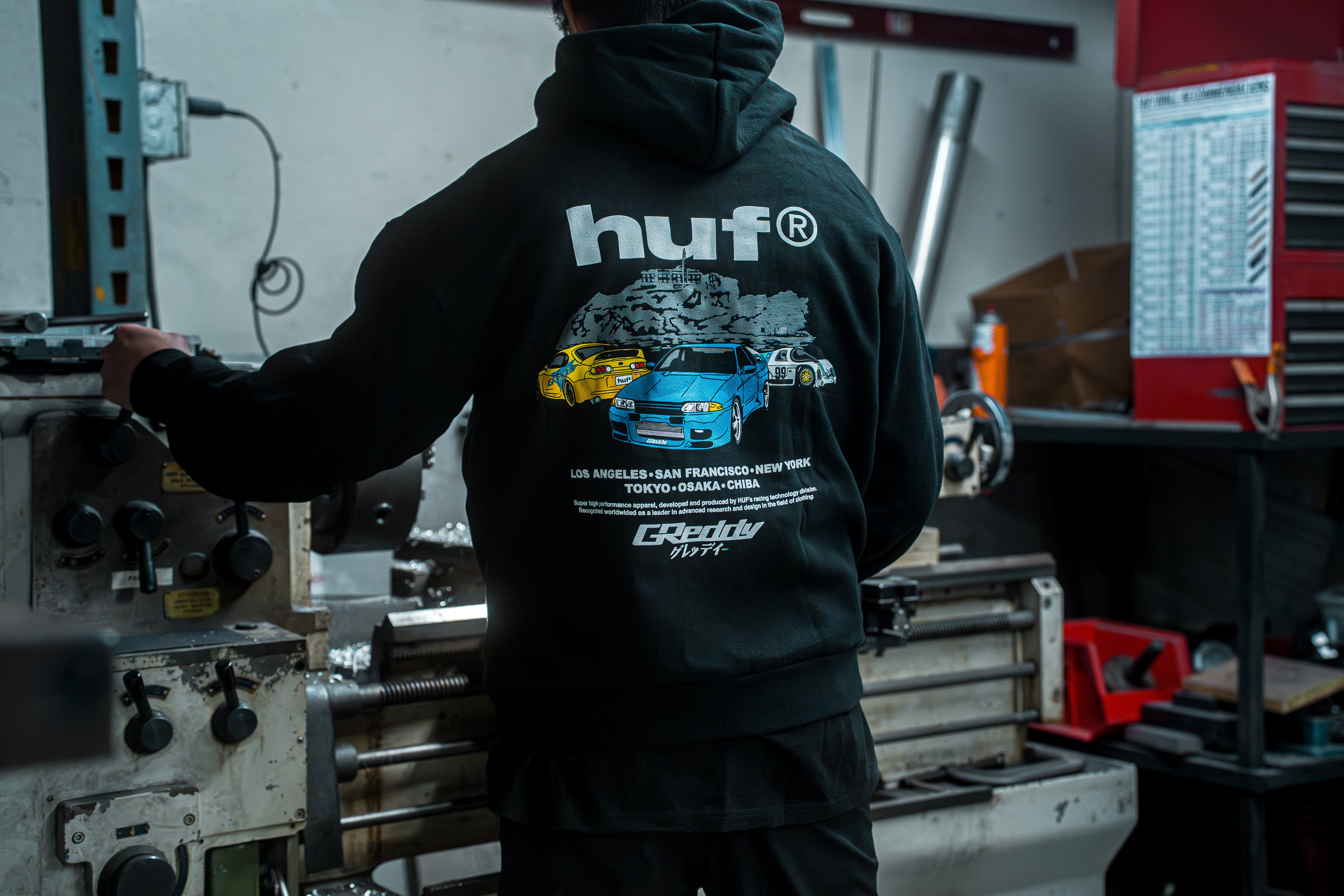 GReddy x HUF Cities Hood - Black - Image 2