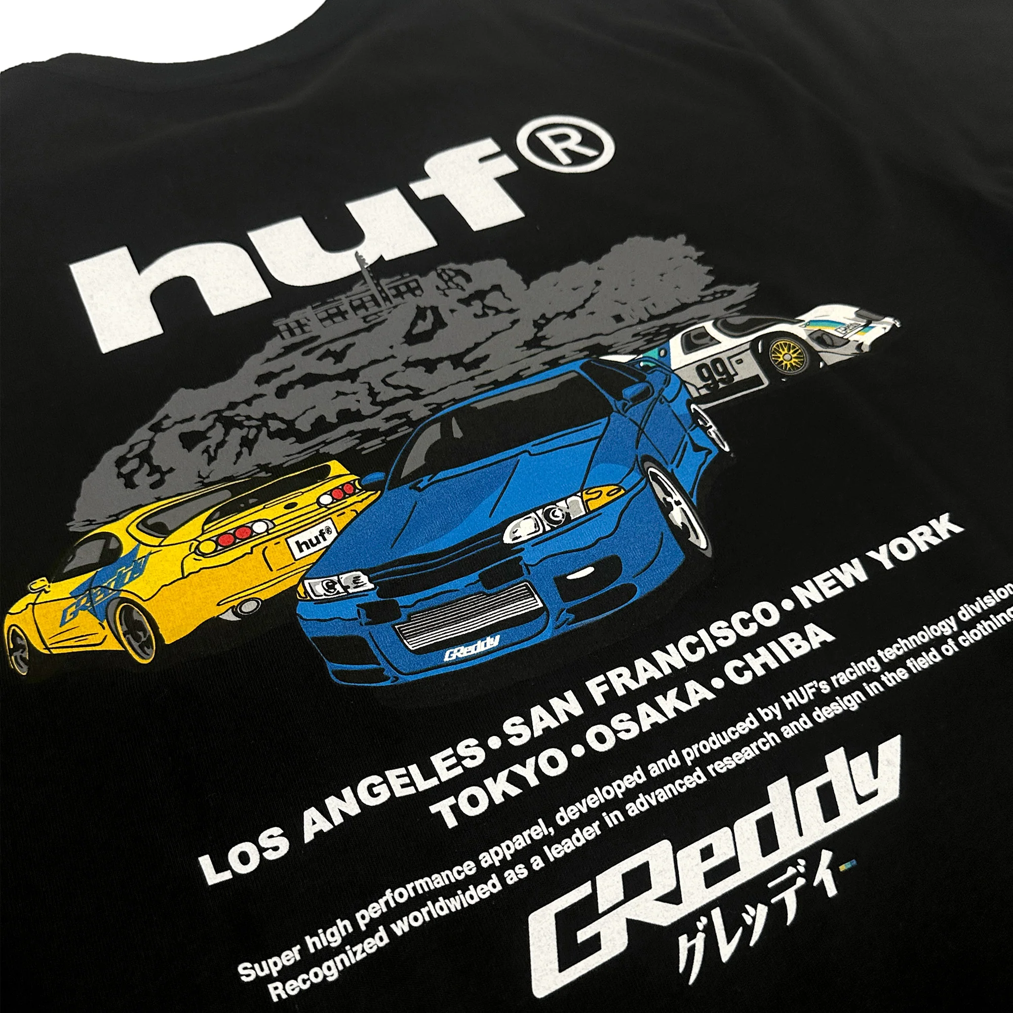 GReddy x HUF Cities Tee - Black - Image 5