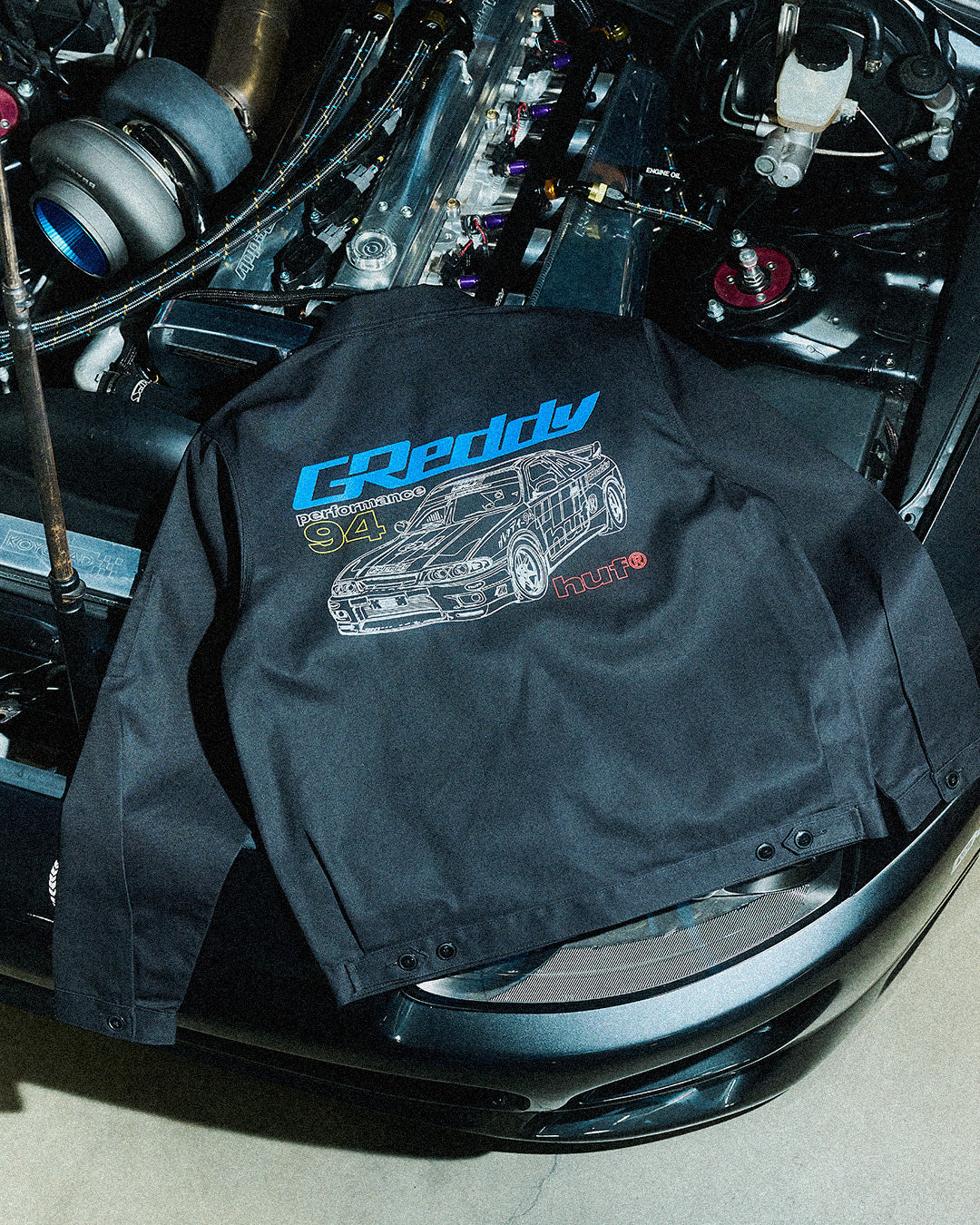HUF x GReddy Diagram Work Jacket - Black - Image 6
