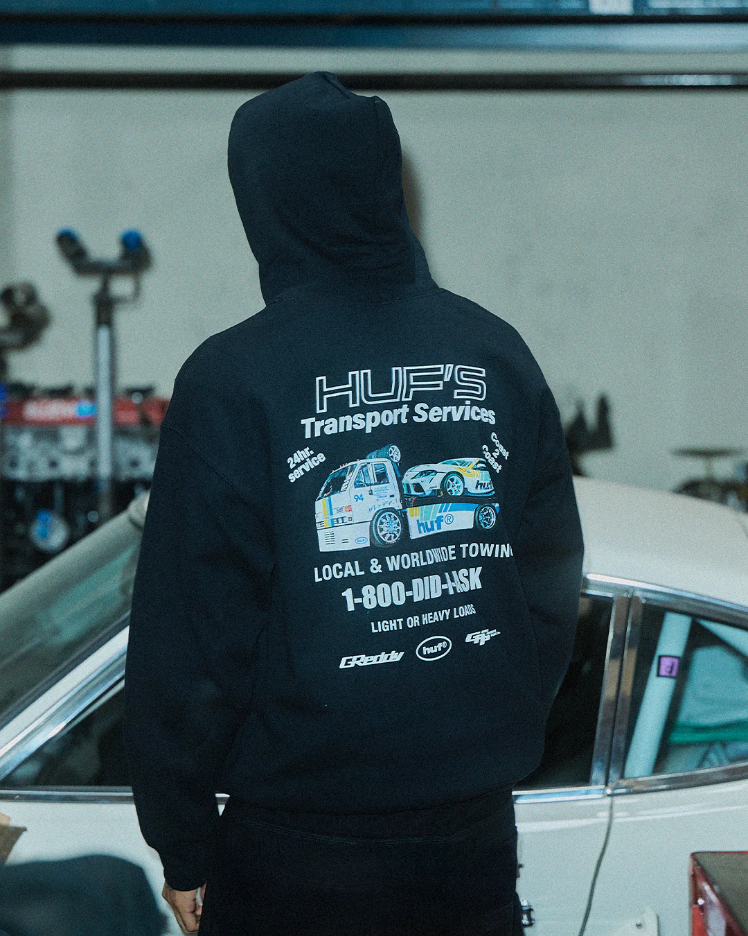 HUF x GReddy Tow Pullover Hood - Black - Image 6