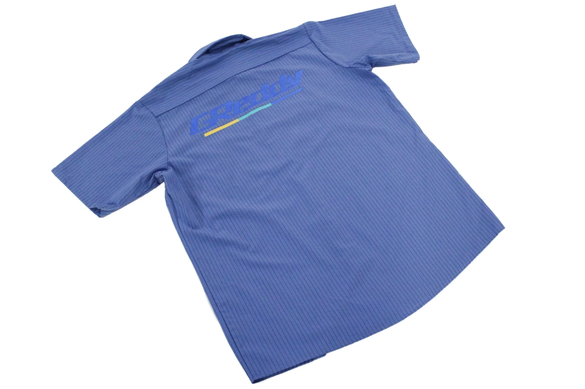 NEW!  GReddy Mechanic's Button-up Work Shirt(s) V3 - Blue/Blue Stripe - Image 3