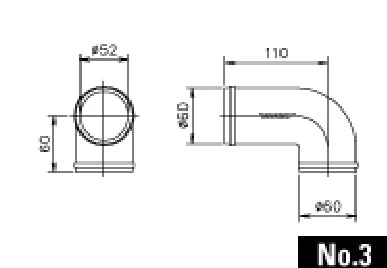 NO.3 CAST ALUMINUM ELBOW 90DEG 5R 60MM - (12400003)