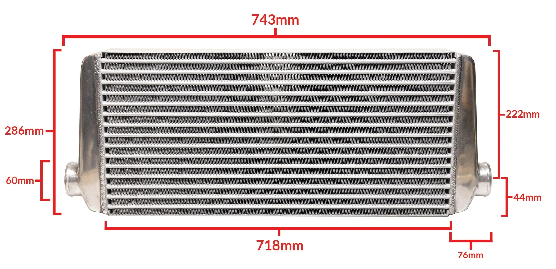 UNIVERSAL INTERCOOLER SPEC TYPE-24, BOTTOM 60mm INLET/OUTLET - (12001411) - Image 2